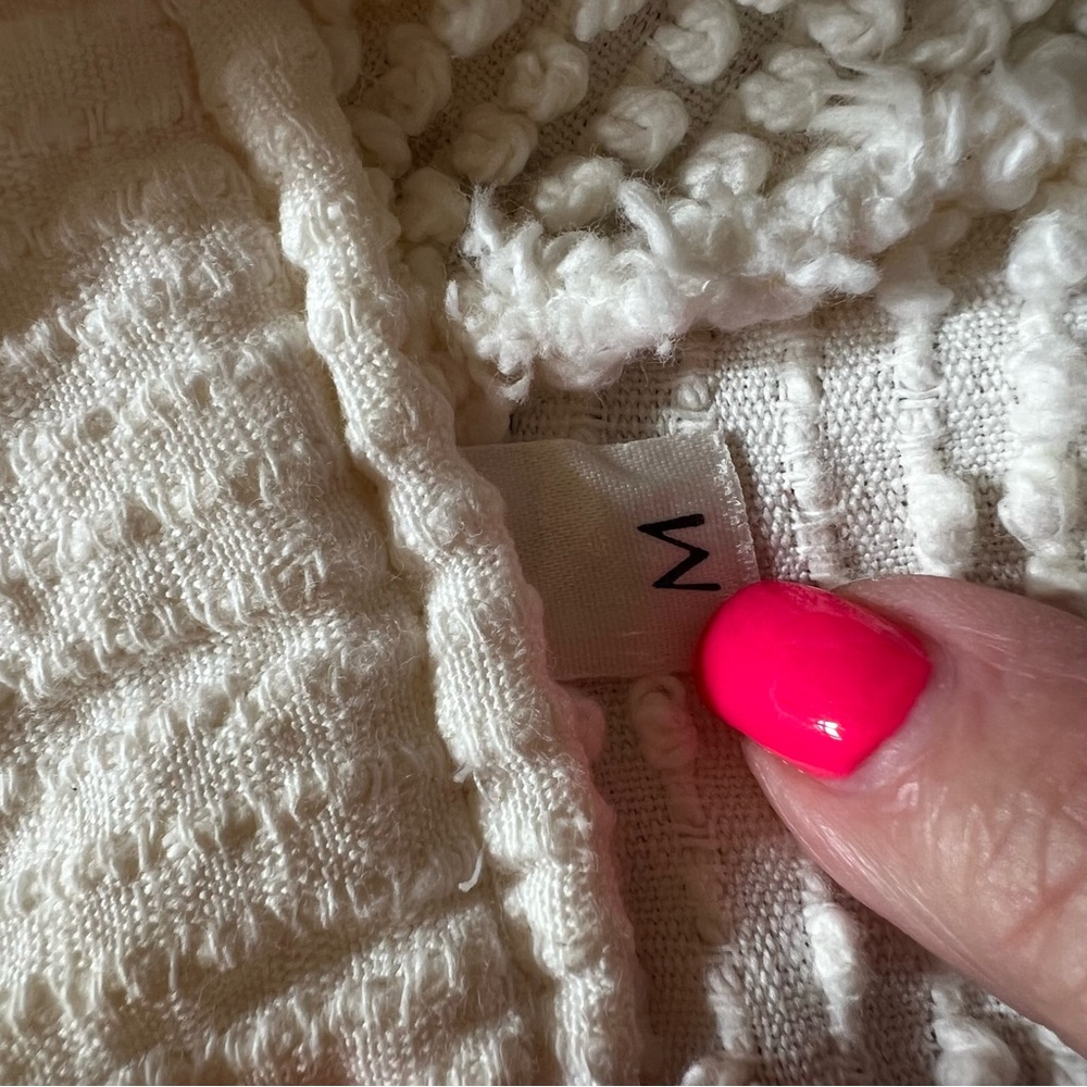 Quilted Patchwork Bomber Jacket - Cream with Blue… - image 6